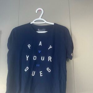 Under Armour Navy Blue Crop Top with White Lettering